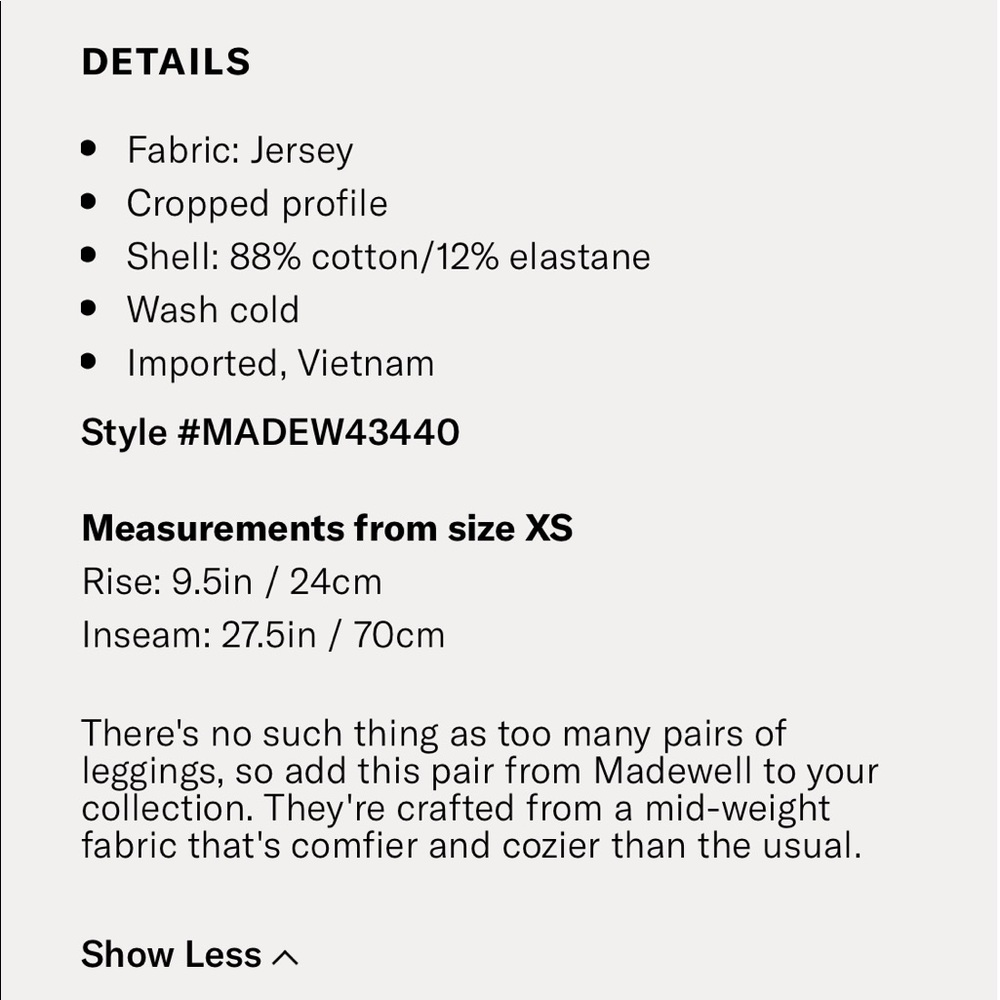 NEW • Madewell • High Rise Ankle Leggings Black - Picture 3 of 5